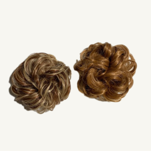 Synthetic Hair Scrunchies for Messy Buns Brunette Highlights